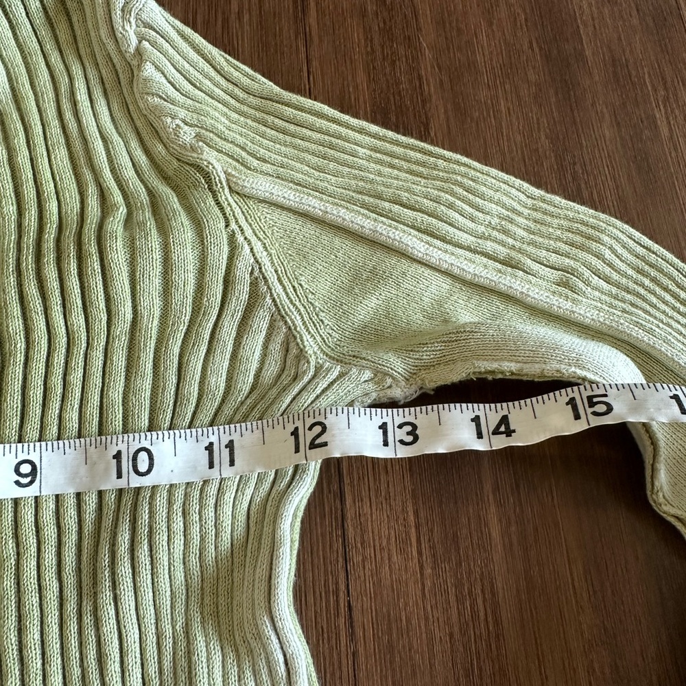 Free People we the free Between The Lines Rib Jumper Sweater Sz XS light green - Picture 6 of 8